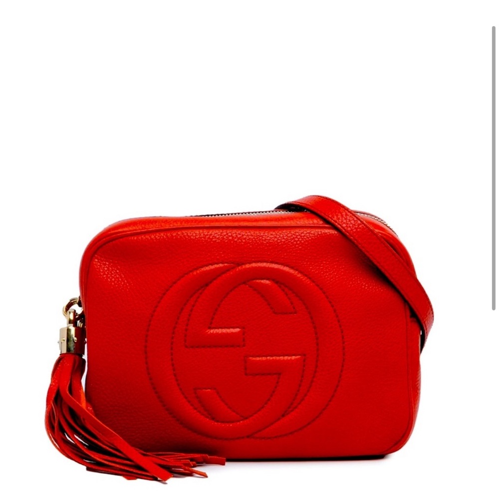 Authentic Gucci red calfskin leather SoHo Disco shoulder bag